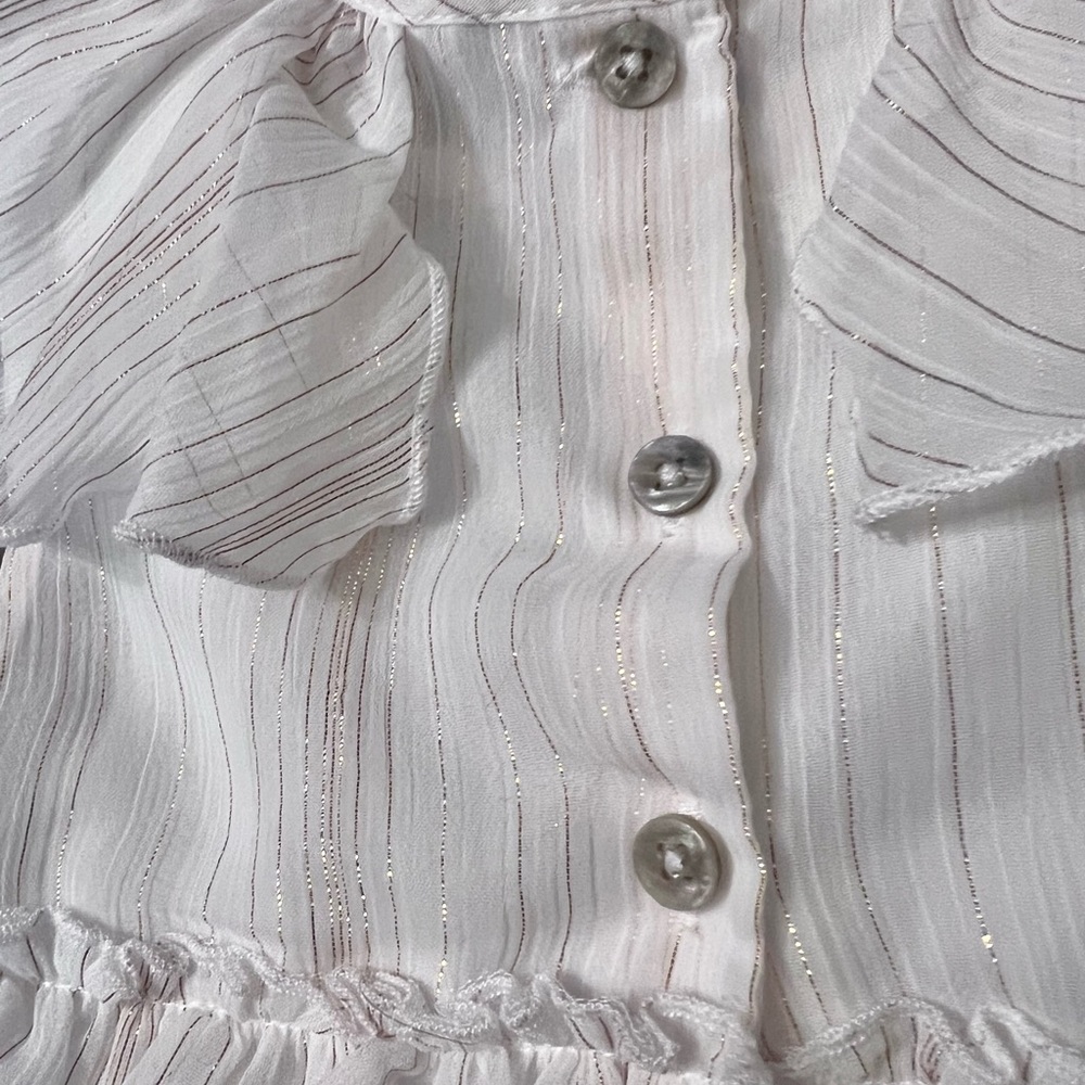 First impression white and gold sleeveless ruffled top with gold pants 24 months - Picture 7 of 9